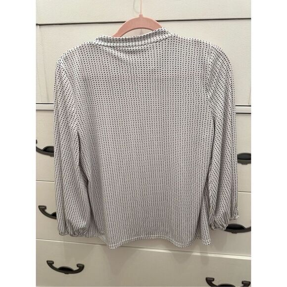 Adrianna Papell White Blouse With Black Polka Dots Size Small - Picture 4 of 4